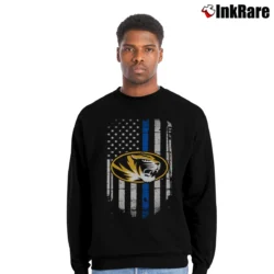 Men’s Mizzou Tigers Thin Blue Line Support Graphic Crewneck Sweatshirt in black | Cozy Fabric, Clean Style