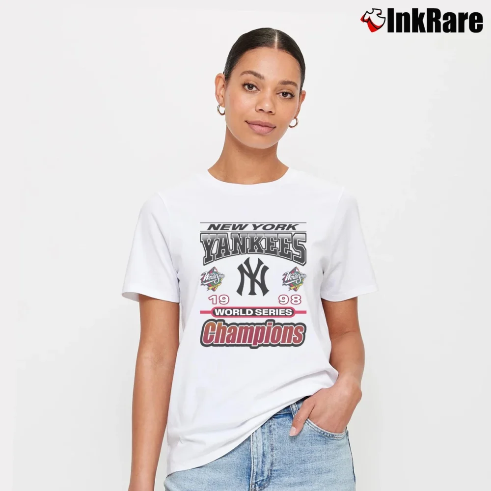 Women’s Mlb 1998 New York Yankees World Series Champions Signature T-Shirt in white | Soft, Flattering Fit