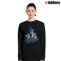Women’s MLB Dodgers Mickey Donald Goofy Baseball Long-Sleeve Top in black | Sleek, Versatile, All-Season