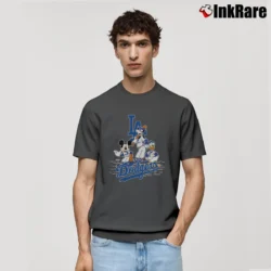 Men’s MLB Dodgers Mickey Donald Goofy Baseball Classic T-Shirt in charcoal | Soft, Breathable Everyday Wear