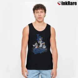 Men’s MLB Dodgers Mickey Donald Goofy Baseball Tank Top in black | Breathable, Active-Friendly Design
