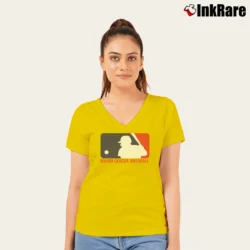 Women’s MLB Major League Baseball Logo V-Neck Tee in yellow | Chic Neckline, Soft Texture