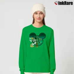 Women’s Mlb Oakland Athletics Trophy Mickey Mouse Long-Sleeve Top in irish green | Sleek, Versatile, All-Season
