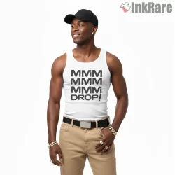 Mmm Drop Bold Black Typography Beastie Boys Shirt on white tank top for men graphic tee