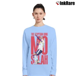 Women’s mo salah the egyptian king for Liverpool Fans and Soccer Lovers Long-Sleeve Top in light blue | Sleek, Versatile, All-Season