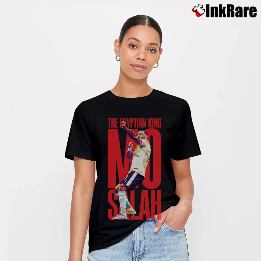 Women’s mo salah the egyptian king for Liverpool Fans and Soccer Lovers Signature T-Shirt in black | Soft, Flattering Fit