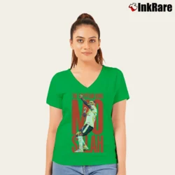 Women’s mo salah the egyptian king for Liverpool Fans and Soccer Lovers V-Neck Tee in irish green | Chic Neckline, Soft Texture