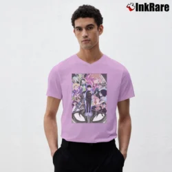 Men’s Mob Psycho 100 Anime Poster V-Neck Tee in light pink | Sharp, Breathable, Everyday Staple