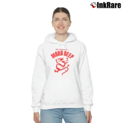Women’s Mobb Deep With Dragon Graphic Cozy Hoodie in white | Warm, Structured, Stylish