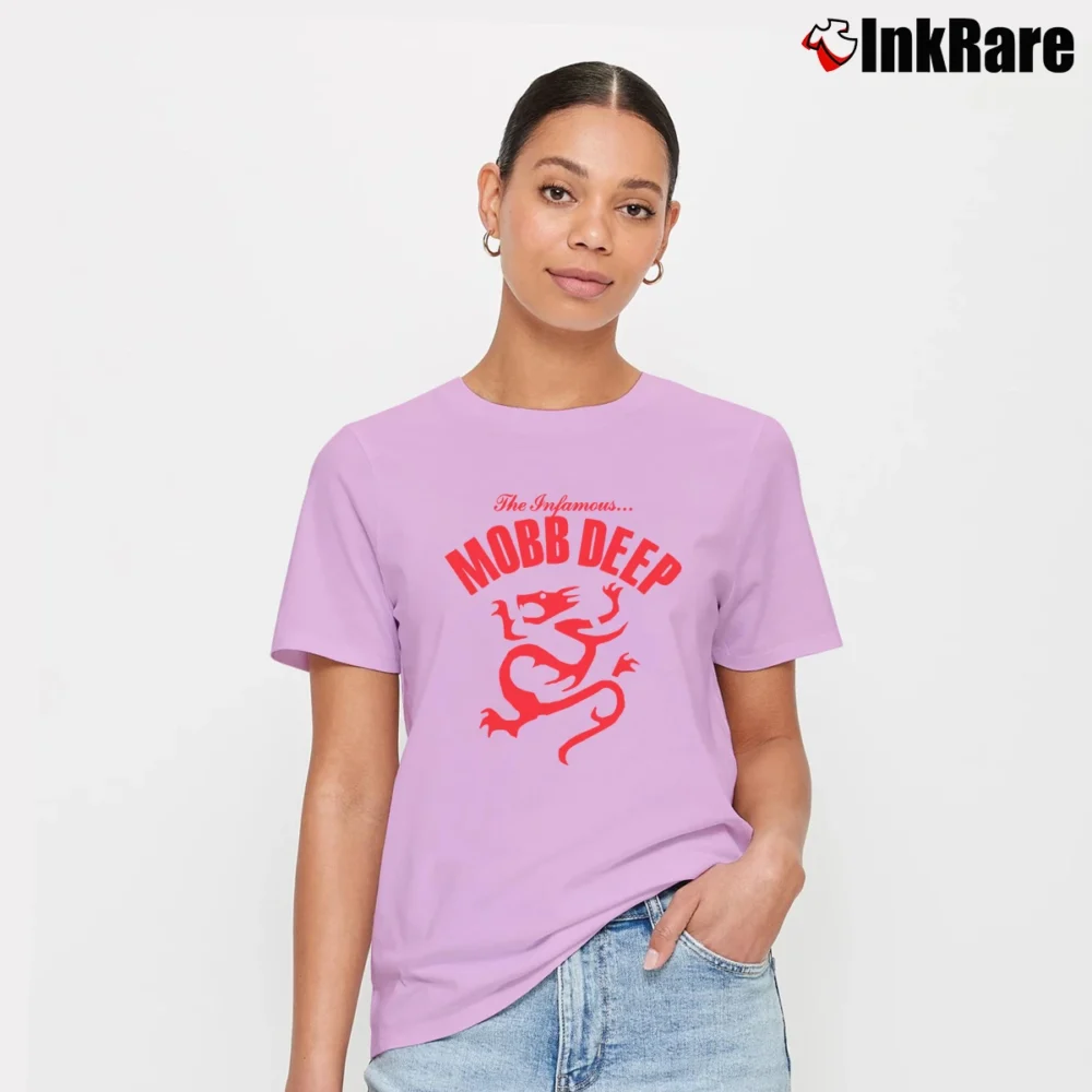 Women’s Mobb Deep With Dragon Graphic Signature T-Shirt in light pink | Soft, Flattering Fit