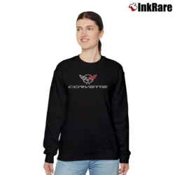 Women’s Modern Corvette Logo Big & Tall Relaxed Sweatshirt in black | Soft, Laid-Back Vibe