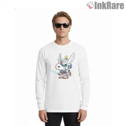 Modern Snoopy Mecha Chibi Shirt on white long sleeve shirt for men graphic tee