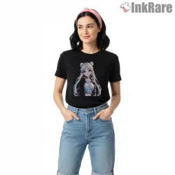 Modern Streetwear Sailor Moon Urban Style Shirt on black short sleeve shirt for women graphic tee