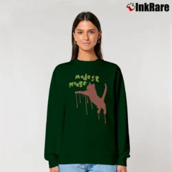 Women’s Modest Mouse Cat Y2K Band Relaxed Sweatshirt in forest green | Soft, Laid-Back Vibe