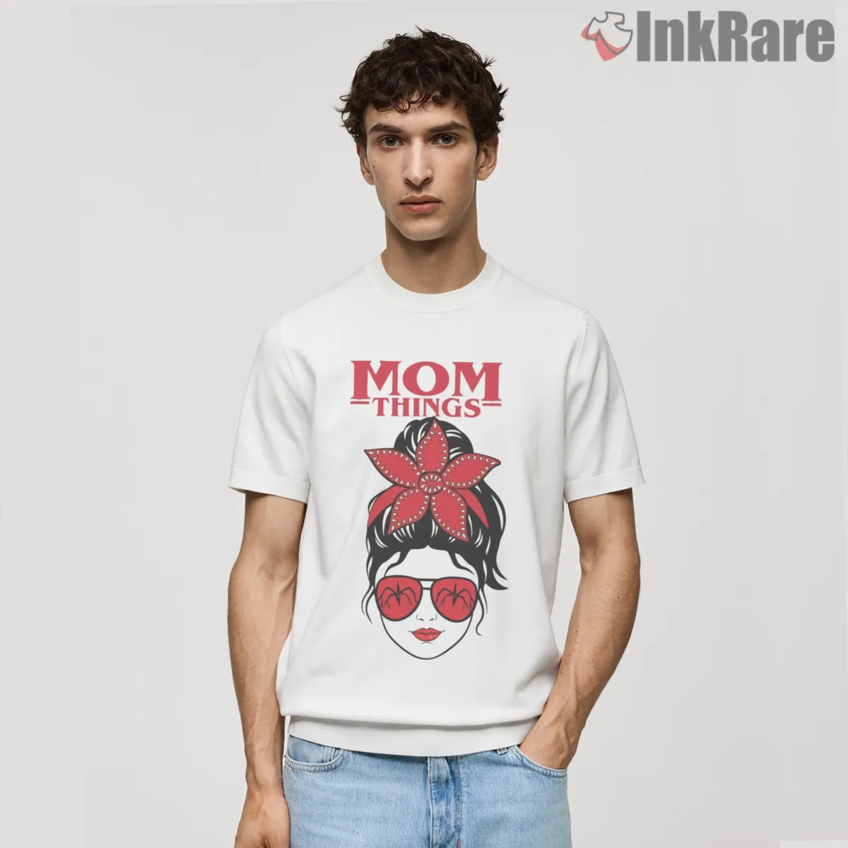 Mom Things Demogorgon Love Parody Shirt on white short sleeve shirt for men graphic tee
