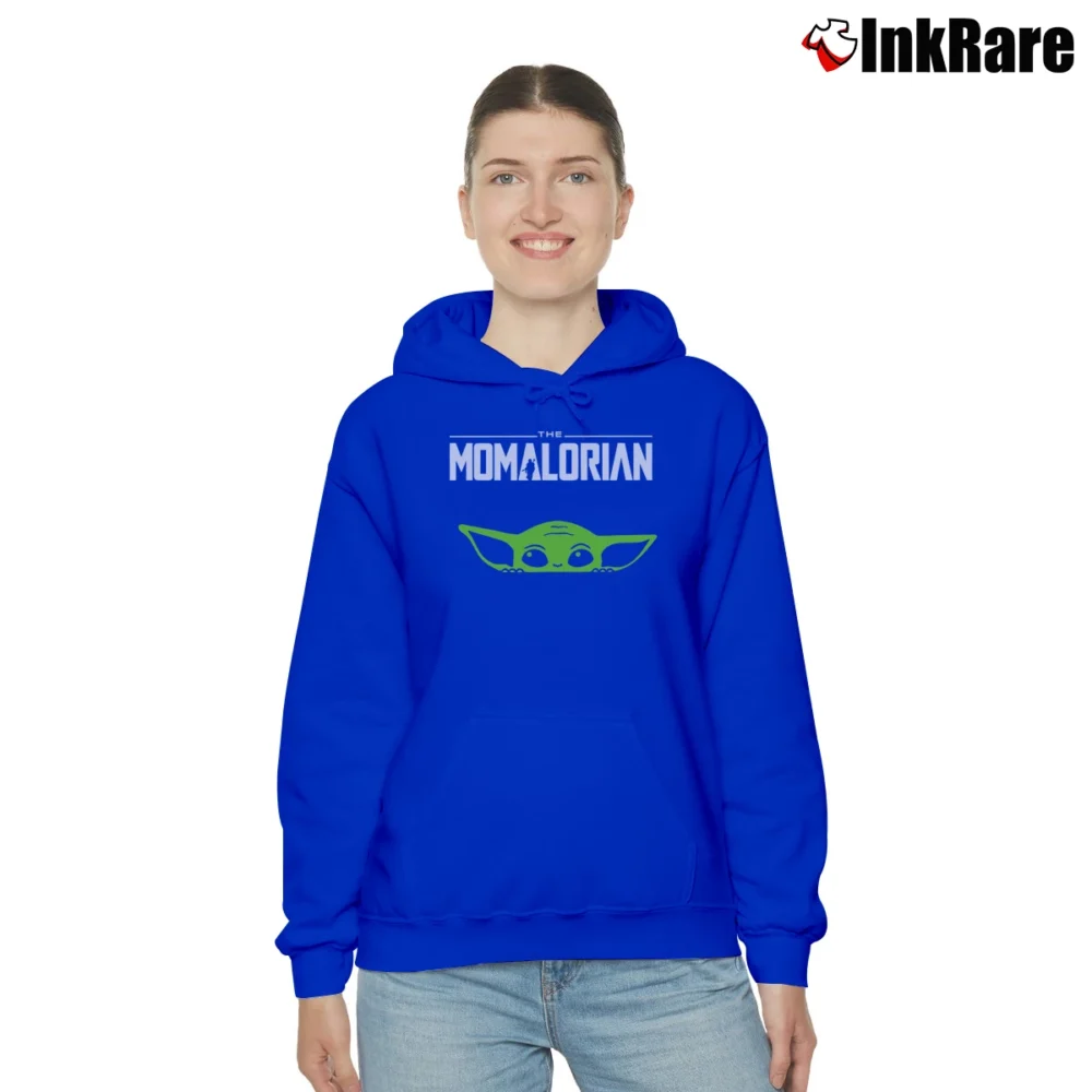 Women’s Momalorian Baby Yoda Mandalorian Inspired Star Wars Gift Cozy Hoodie in royal blue | Warm, Structured, Stylish