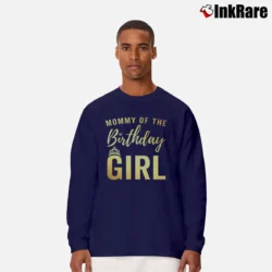 Men’s Mommy Of The Birthday Girl Golden Long-Sleeve Shirt in navy | Sleek, Lightweight, Year-Round Wear