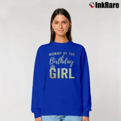 Women’s Mommy Of The Birthday Girl Golden Relaxed Sweatshirt in royal blue | Soft, Laid-Back Vibe