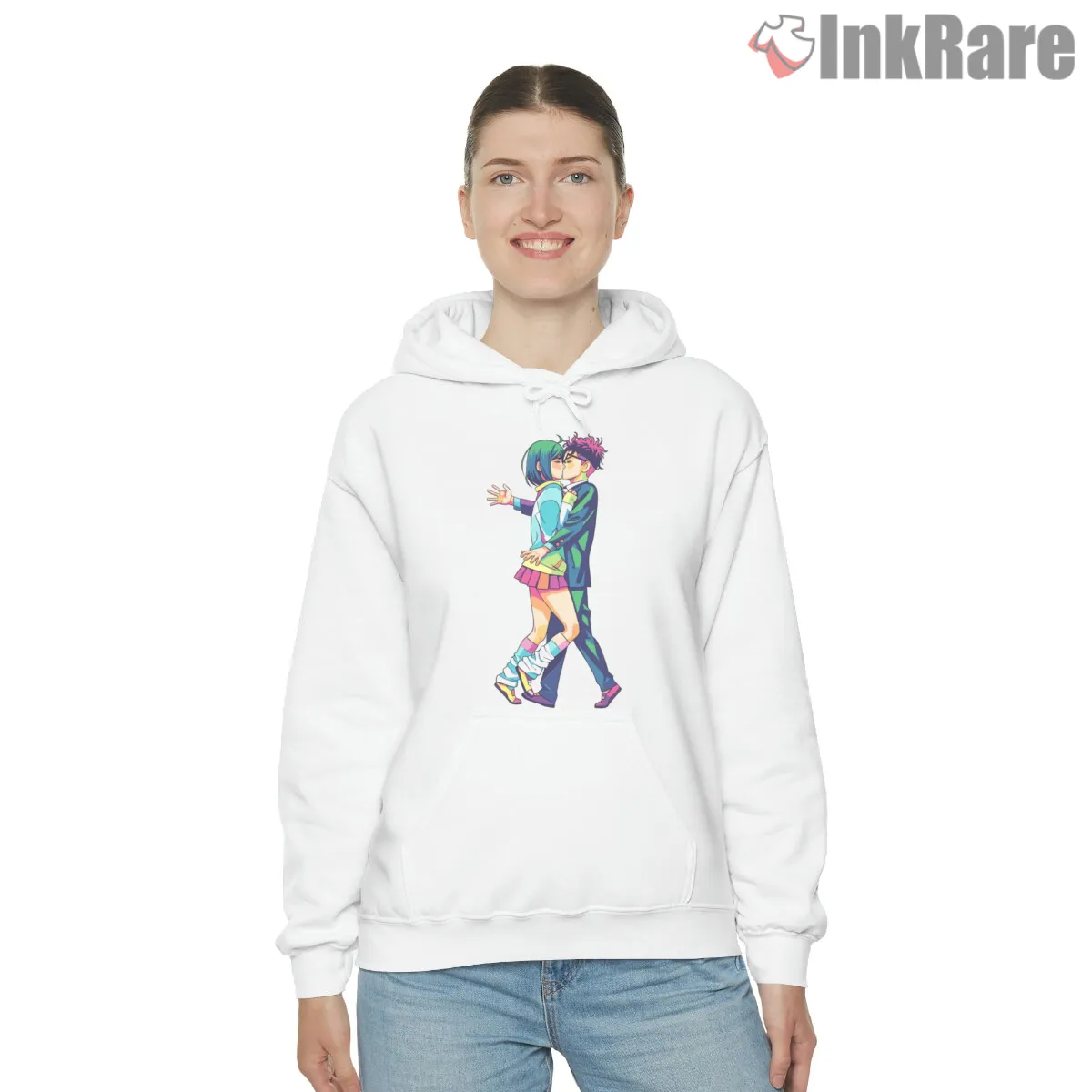 Momo Ayase And Ken Takakura Pop Art Duo Hoodie White Momo Ayase And Ken Takakura Pop Art Duo Shirt on white hoodie for women graphic tee