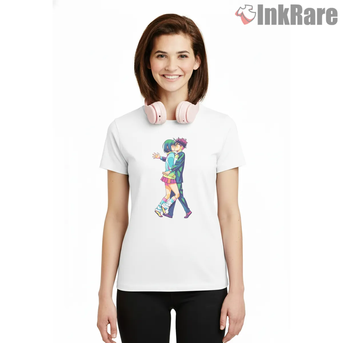 Momo Ayase And Ken Takakura Pop Art Duo Short Sleeve White Momo Ayase And Ken Takakura Pop Art Duo Shirt on white short sleeve shirt for women graphic tee