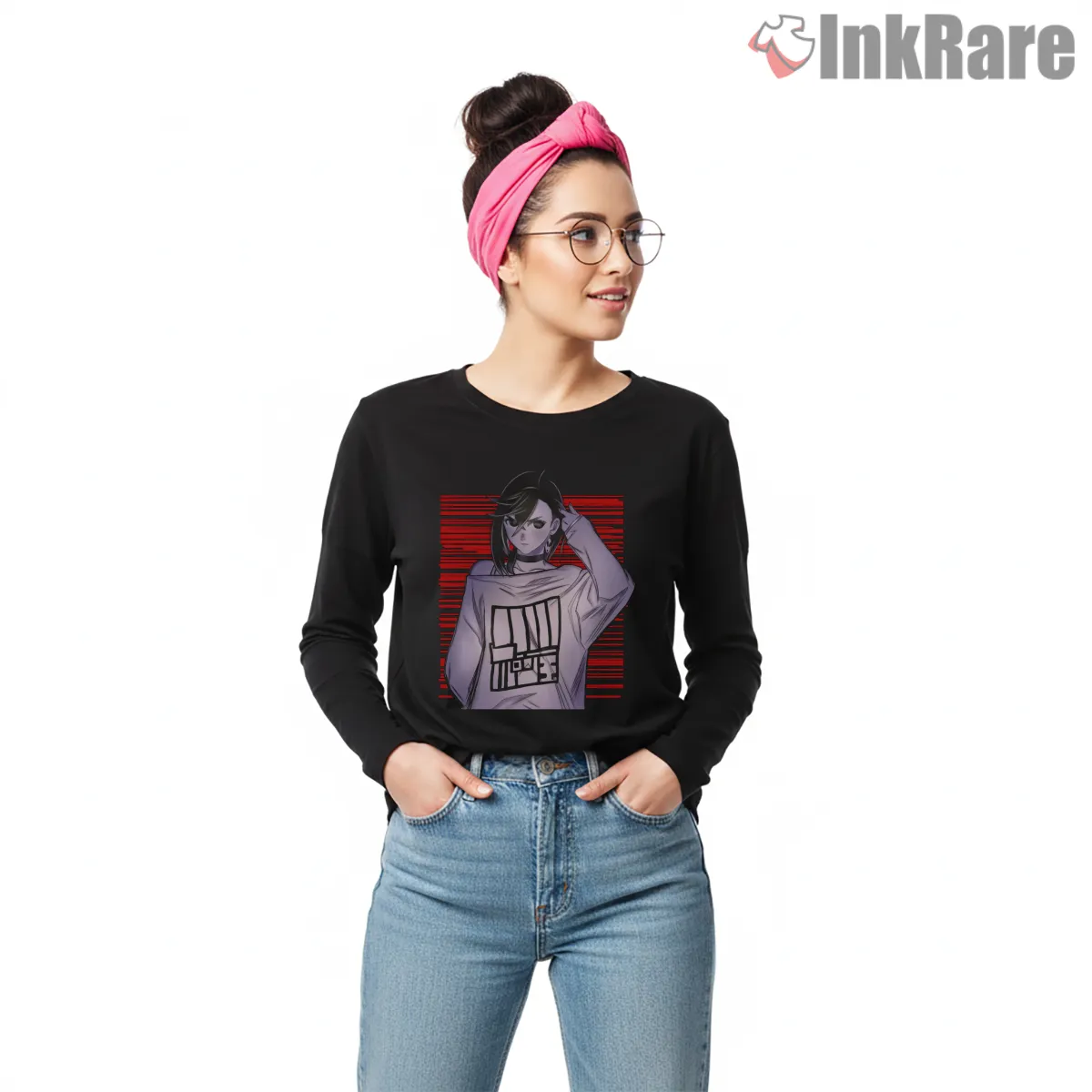 Momo Ayase Anime Street Style Portrait Long Sleeve Black Momo Ayase Anime Street Style Portrait Shirt on black long sleeve shirt for women graphic tee