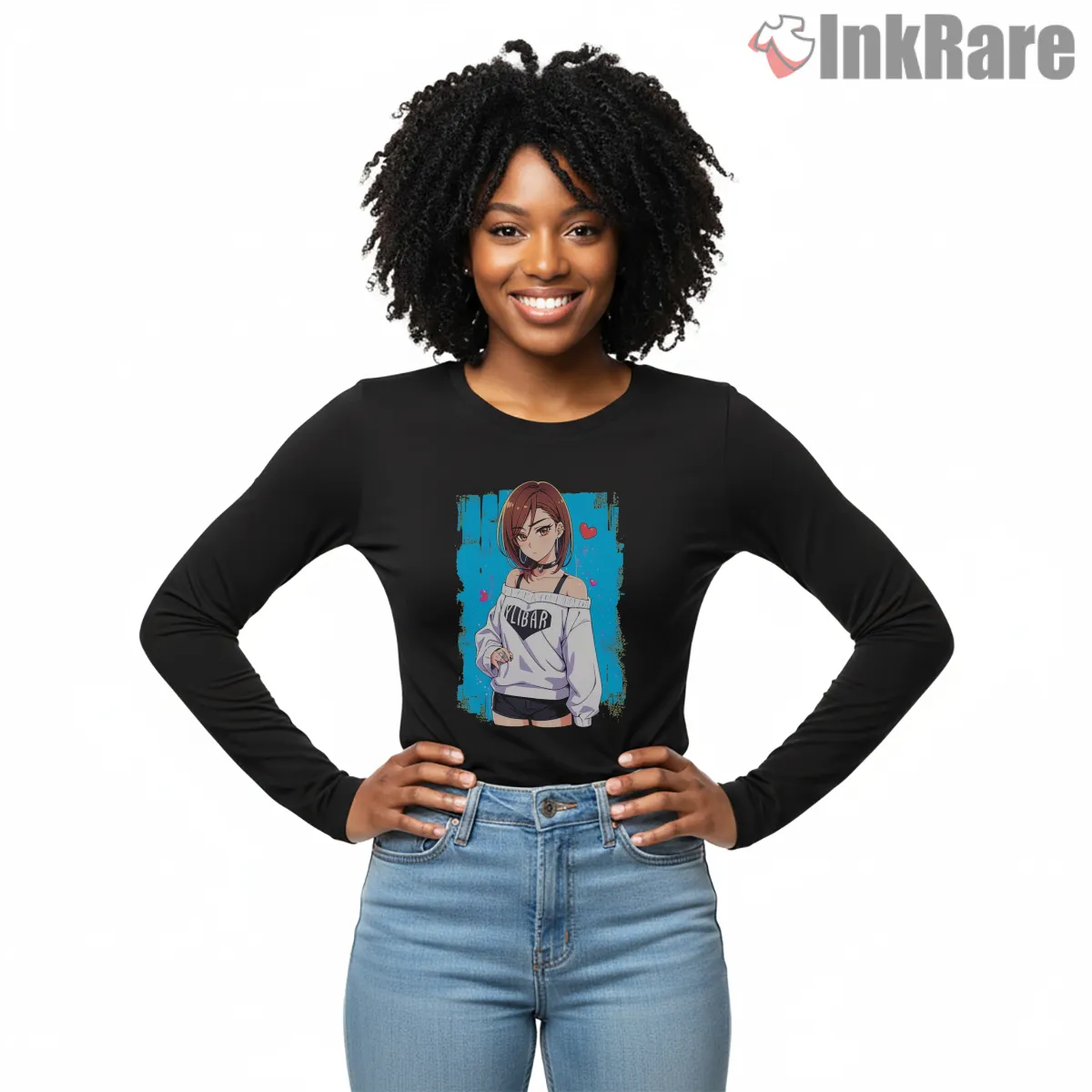 Momo Ayase Casual Anime Street Style Long Sleeve Black Momo Ayase Casual Anime Street Style Shirt on black long sleeve shirt for women graphic tee