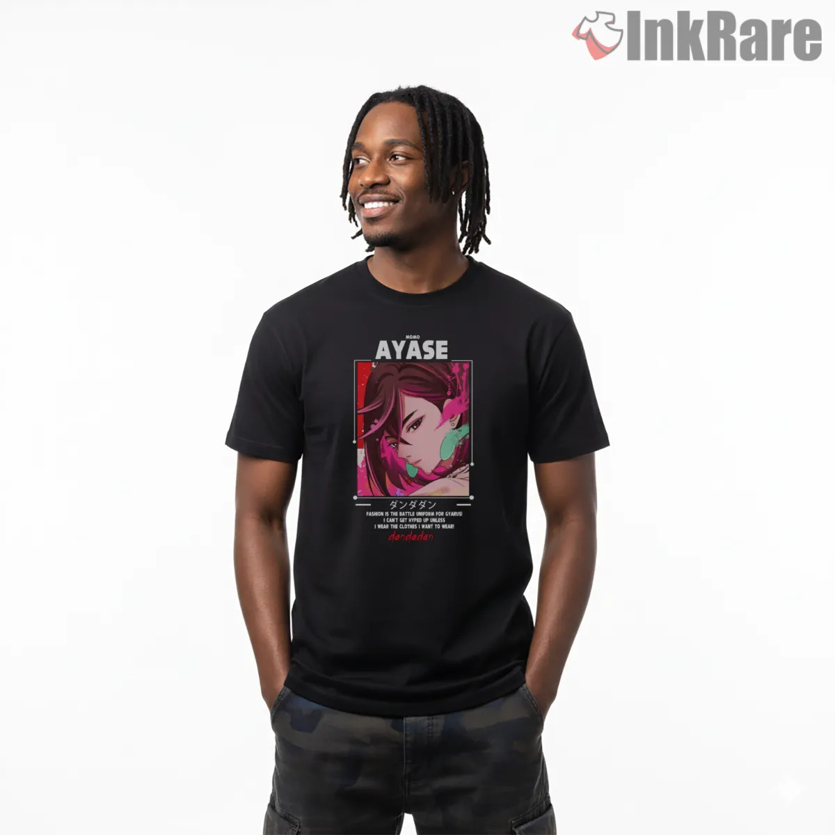 Momo Ayase Neon Anime Character Portrait Short Sleeve Black Momo Ayase Neon Anime Character Portrait Shirt on black short sleeve shirt for men graphic tee