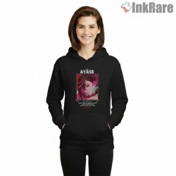 Momo Ayase Neon Anime Character Portrait Shirt on black hoodie for women graphic tee