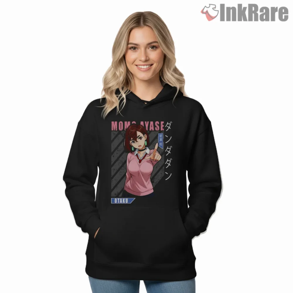 Momo Ayase Otaku Style Anime Portrait Shirt on black hoodie for women graphic tee