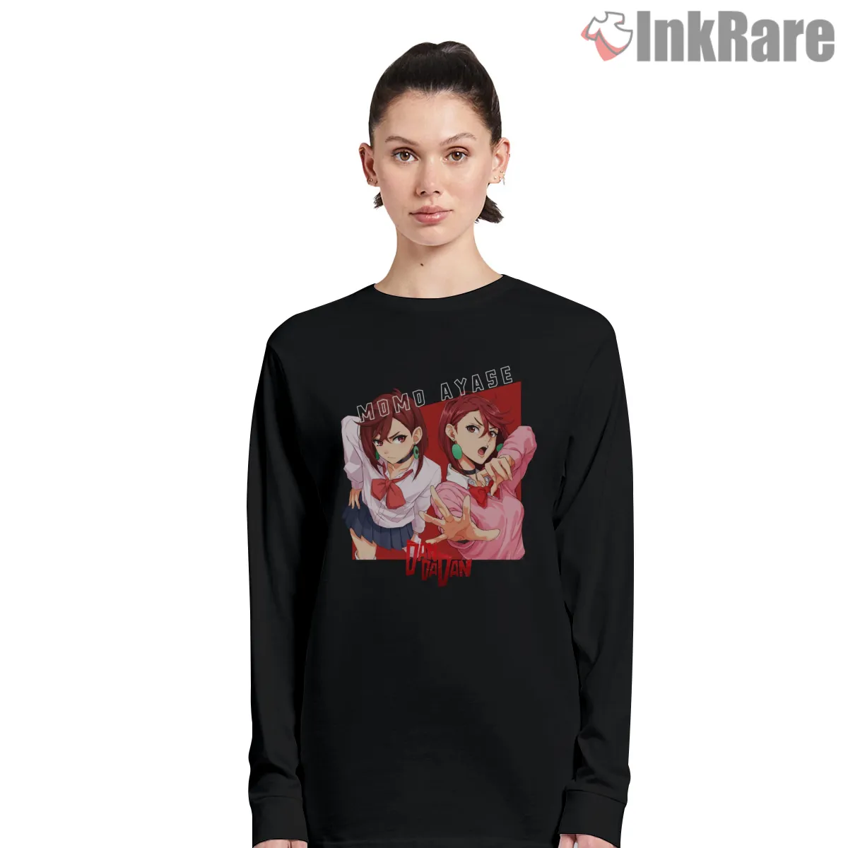 Momo Ayase Psychic Duo Anime Power Long Sleeve Black Momo Ayase Psychic Duo Anime Power Shirt on black long sleeve shirt for women graphic tee