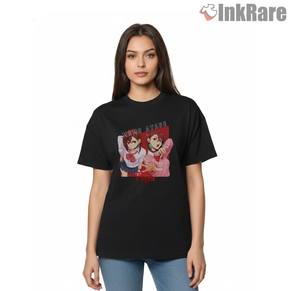Momo Ayase Psychic Duo Anime Power Short Sleeve Black Momo Ayase Psychic Duo Anime Power Shirt on black short sleeve shirt for women graphic tee