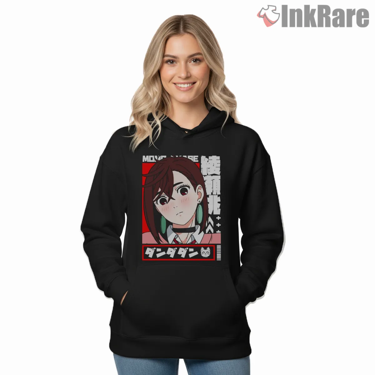 Momo Ayase Psychic Gyaru Anime Portrait Hoodie Black Momo Ayase Psychic Gyaru Anime Portrait Shirt on black hoodie for women graphic tee