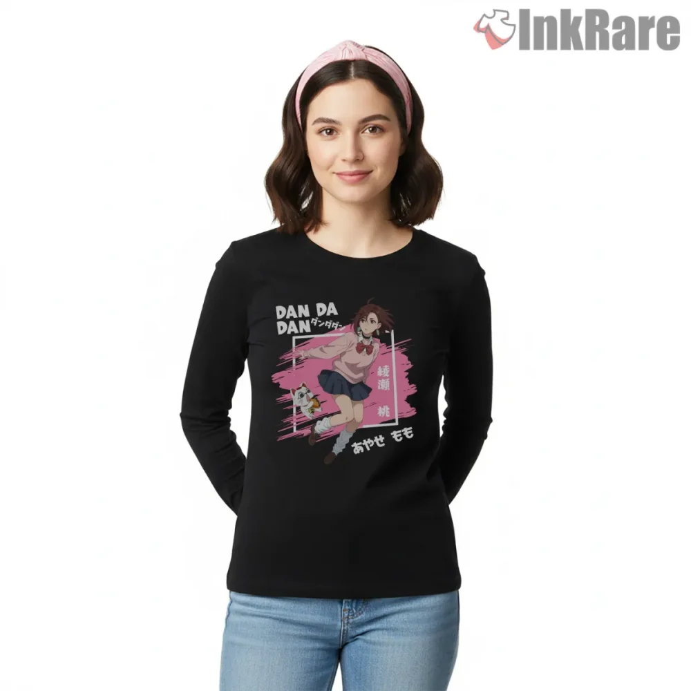 Momo Ayase Psychic Jump Anime Shirt on black long sleeve shirt for women graphic tee