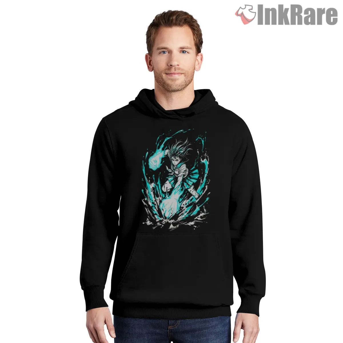 Momo Ayase Psychic Spirit Burst Anime Hoodie Black Momo Ayase Psychic Spirit Burst Anime Shirt on black hoodie for men graphic tee