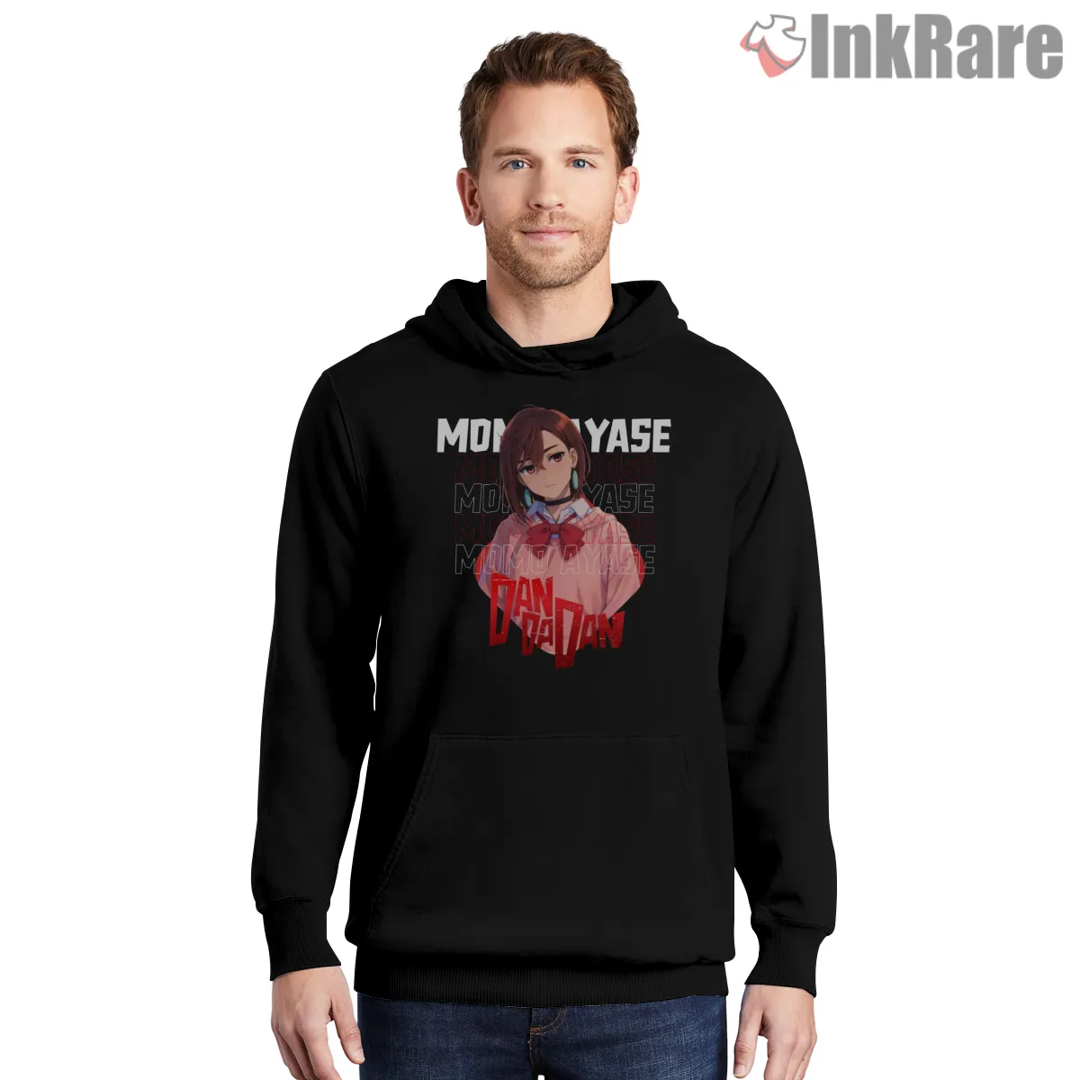 Momo Ayase Retro Anime Character Poster Hoodie Black Momo Ayase Retro Anime Character Poster Shirt on black hoodie for men graphic tee