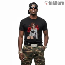 Momo Ayase Street Style Anime Character Shirt on black short sleeve shirt for men graphic tee