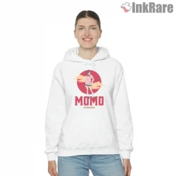 Momo Ayase Sunset Anime Minimalist Dandadan Shirt on white hoodie for women graphic tee