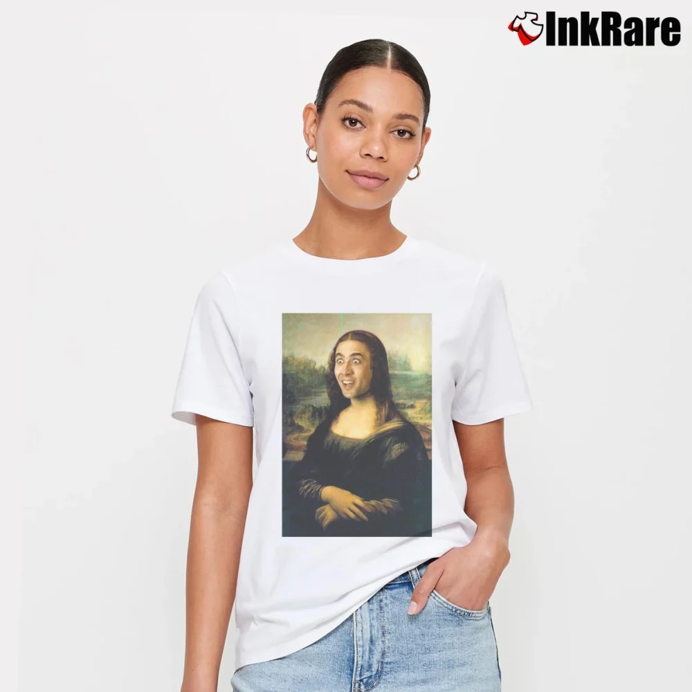 Women’s Mona Lisa Nicolas Cage Signature T-Shirt in white | Soft, Flattering Fit