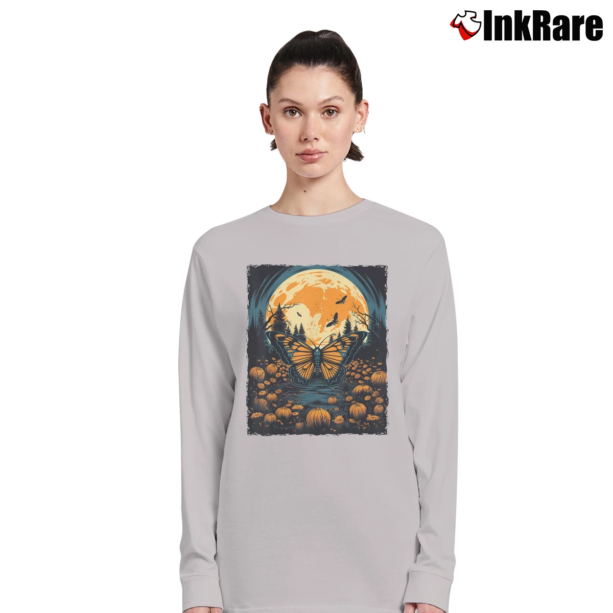 Women’s Monarch Butterfly Halloween Long-Sleeve Top in sport grey | Sleek, Versatile, All-Season