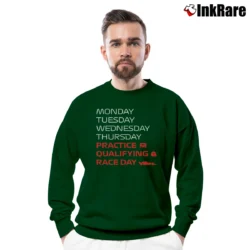 Men’s Monday Tuesday Wednesday Thursday Practice Qualifying Crewneck Sweatshirt in forest green | Cozy Fabric, Clean Style
