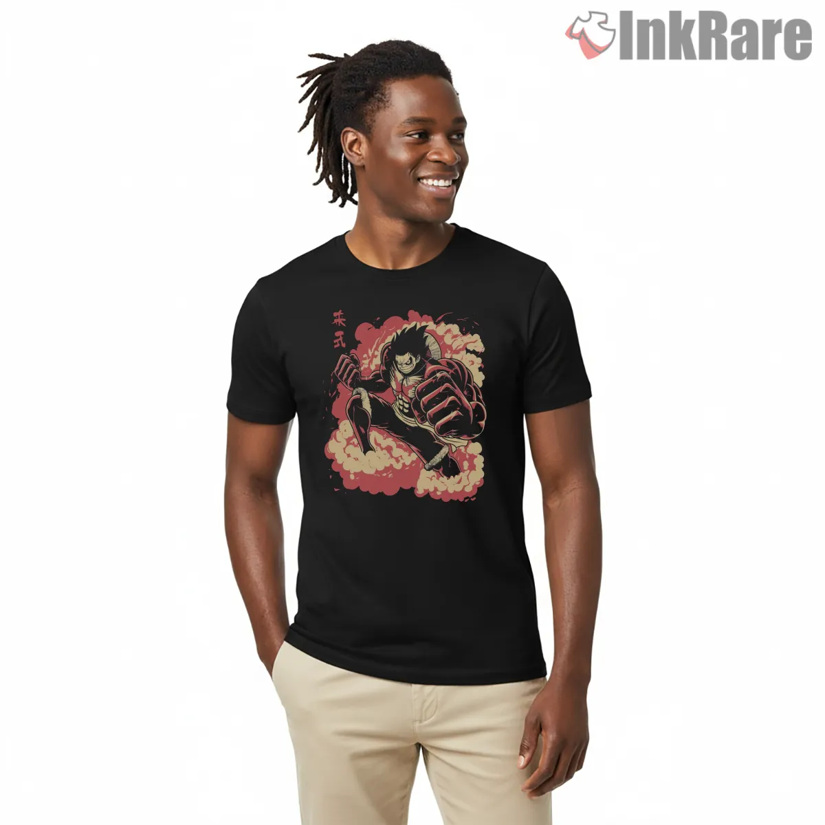 Monkey D Luffy Gear Second Battle Power Anime Short Sleeve Black Monkey D Luffy Gear Second Battle Power Anime Shirt on black short sleeve shirt for men graphic tee