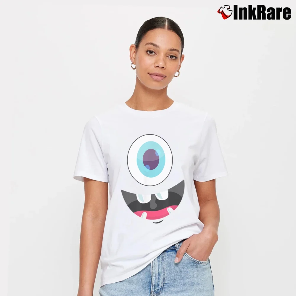 Women’s Monster Face Halloween Costume Gift T-Shirt in white | Soft, Flattering Fit