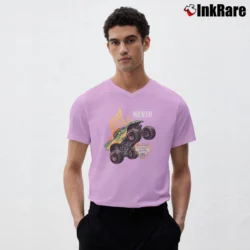 Men’s Monster Jam Dragon Steals The Show Graphic V-Neck Tee in light pink | Sharp, Breathable, Everyday Staple