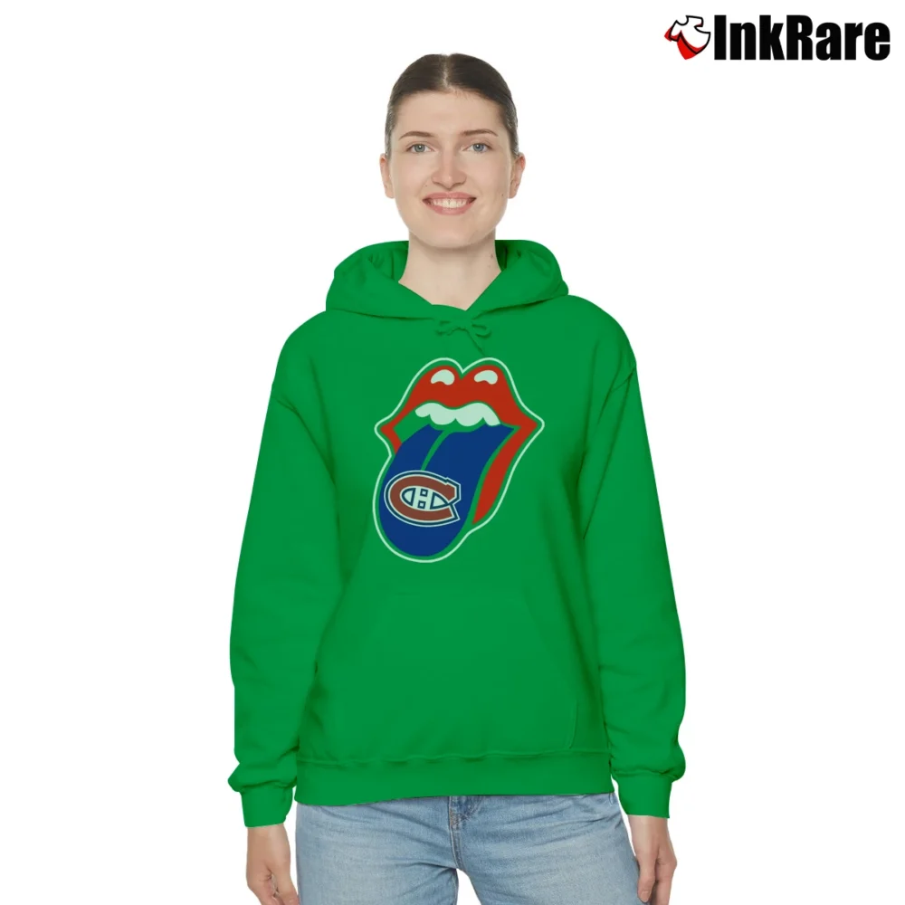 Women’s Montreal Canadiens Rolling Stones Logo Cozy Hoodie in irish green | Warm, Structured, Stylish