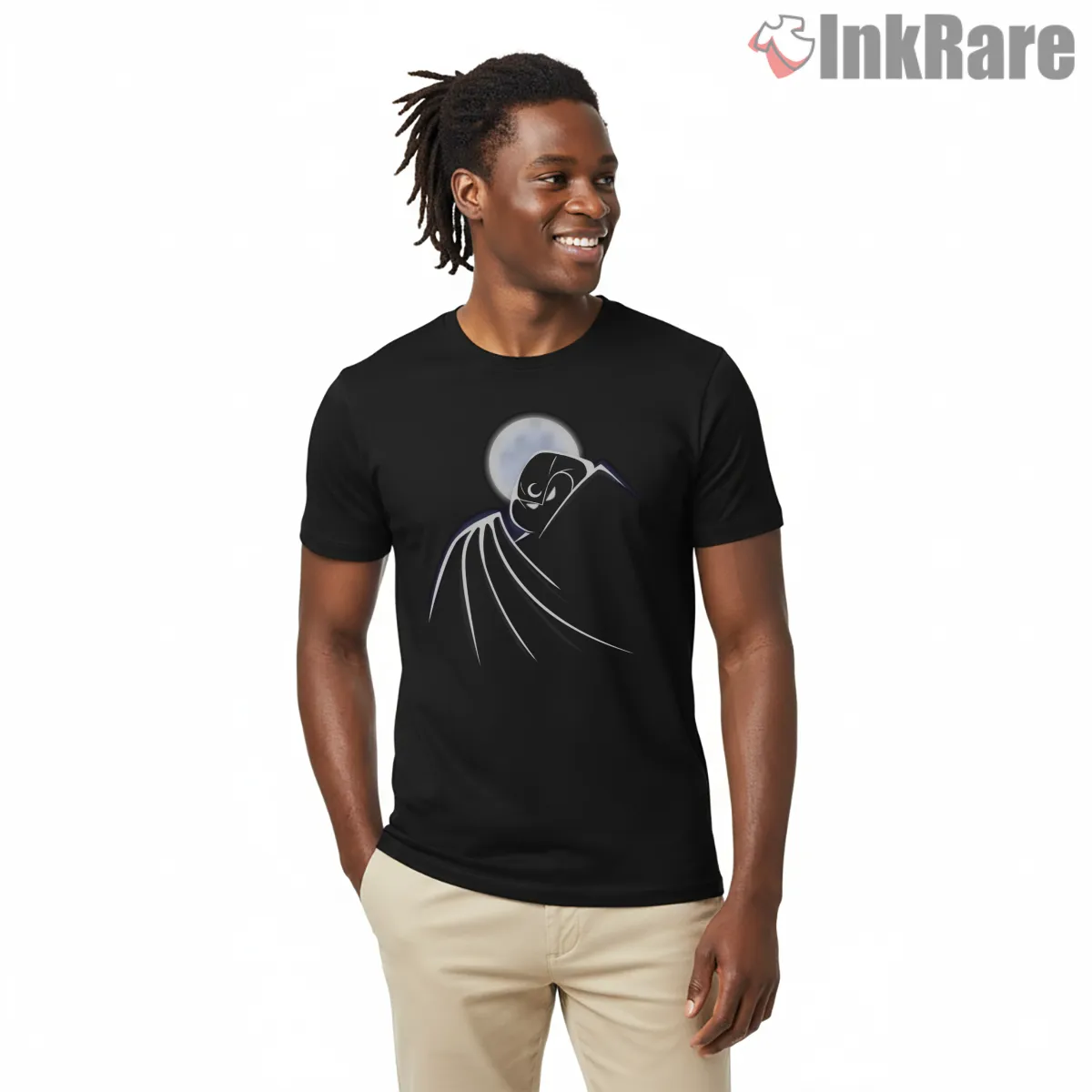 Moon Knight Animated Series Minimal Line Art Short Sleeve Black Moon Knight Animated Series Minimal Line Art Shirt on black short sleeve shirt for men graphic tee
