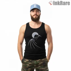 Moon Knight Animated Series Minimal Line Art Shirt on black tank top for men graphic tee
