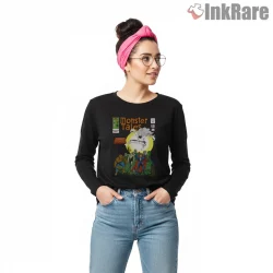 Moon Knight Monster Tales Vintage Comic Cover Shirt on black long sleeve shirt for women graphic tee