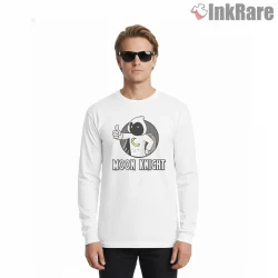 Moon Knight Thumbs Up Cute Minimal Cartoon Shirt on white long sleeve shirt for men graphic tee