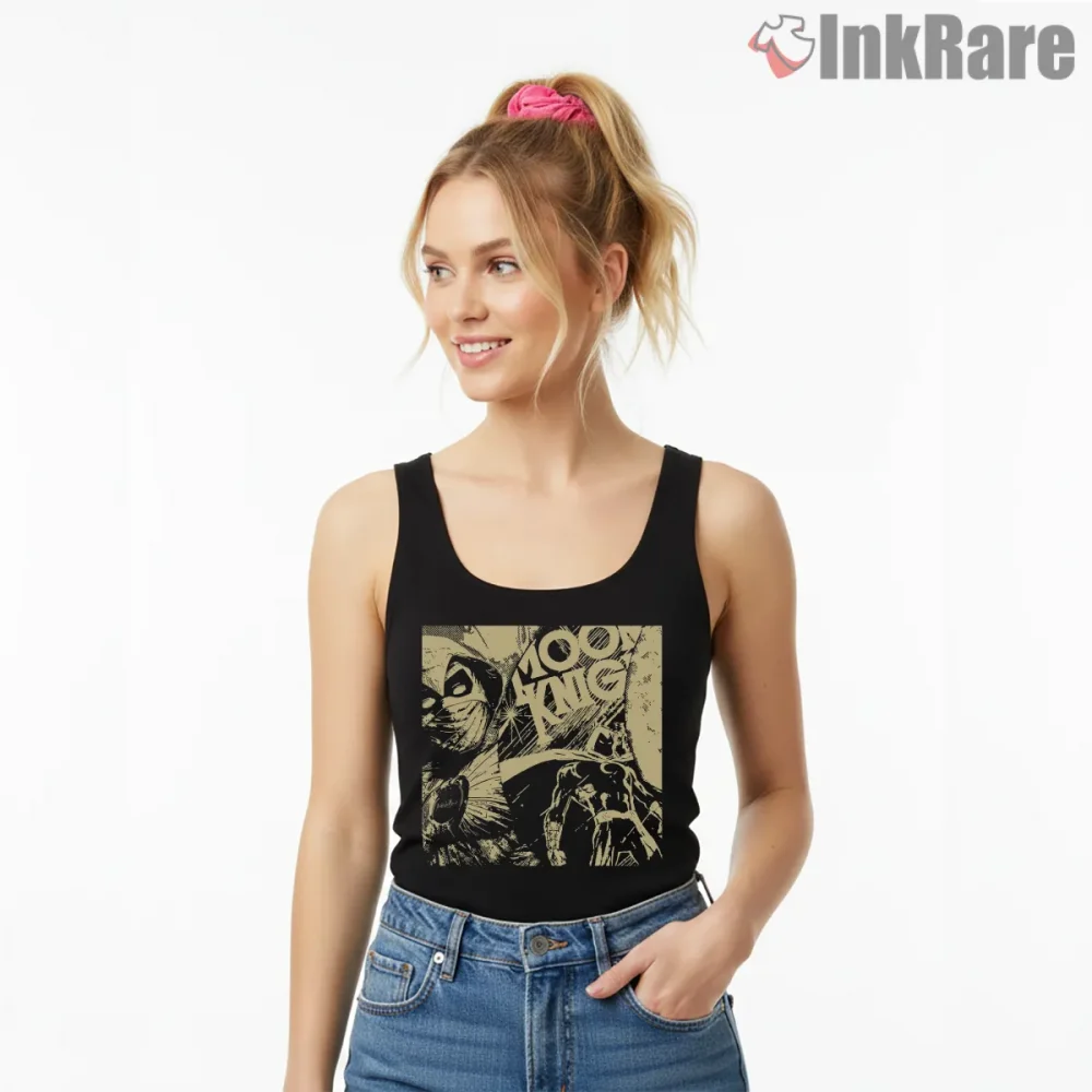 Moon Knight Vintage Comic Sketch Chaos Shirt on black tank top for women graphic tee