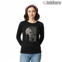 Moon Knight Vintage Split Moon Retro Art Shirt on black long sleeve shirt for women graphic tee